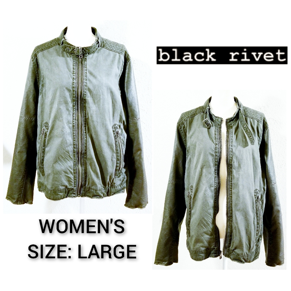 BLACK RIVET Women's Faux Leather/Cotton Jacket